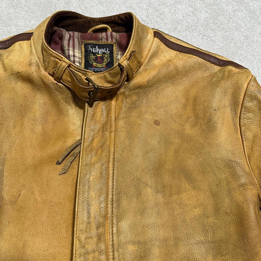 専用★希少✨メンズL Schottクラシックレーサー　シングルライダース　イエロ