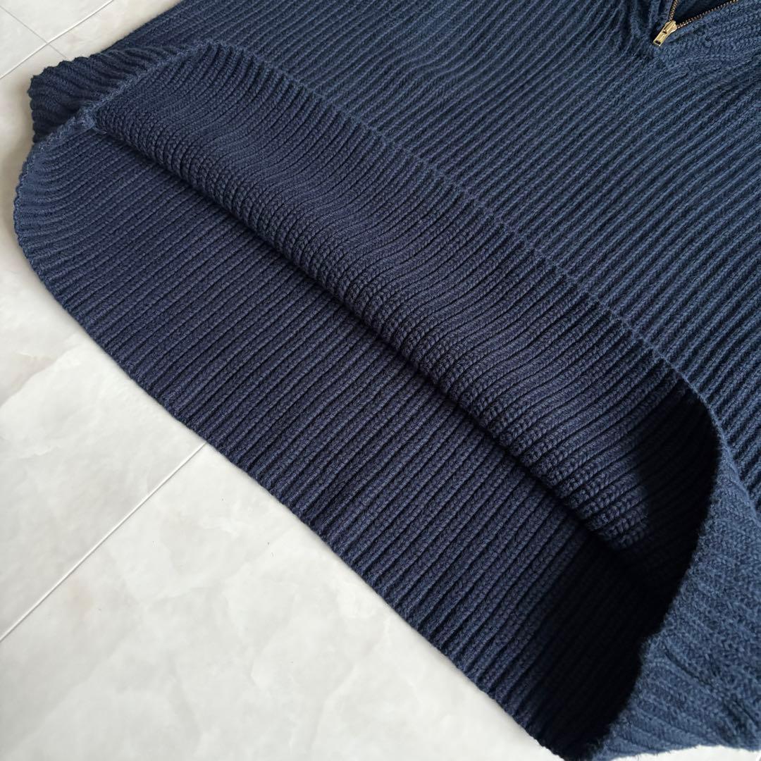 ＜6(ROKU)＞HIGH ZIP SAILOR KNIT/ニット ネイビー F