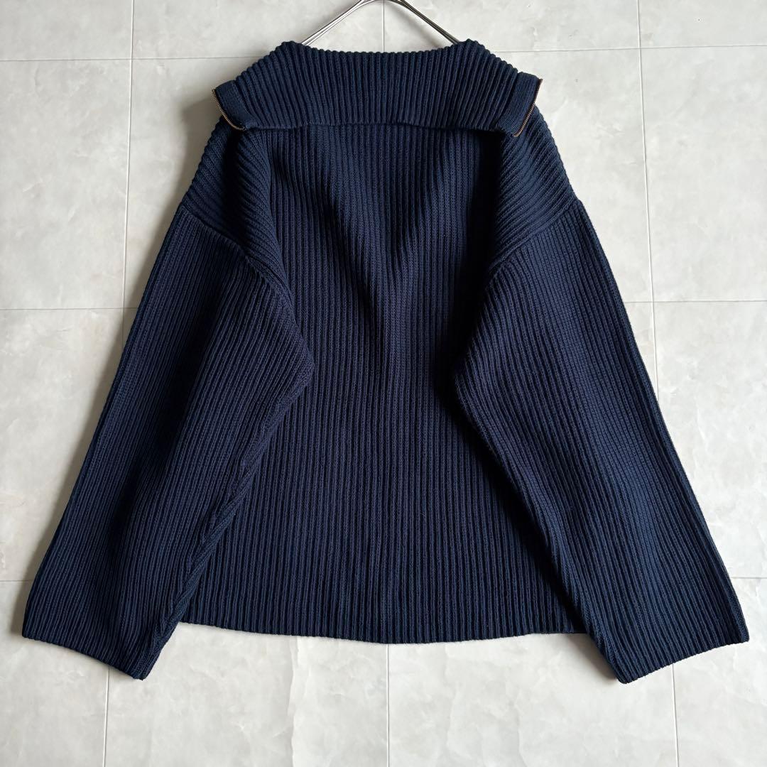 ＜6(ROKU)＞HIGH ZIP SAILOR KNIT/ニット ネイビー F