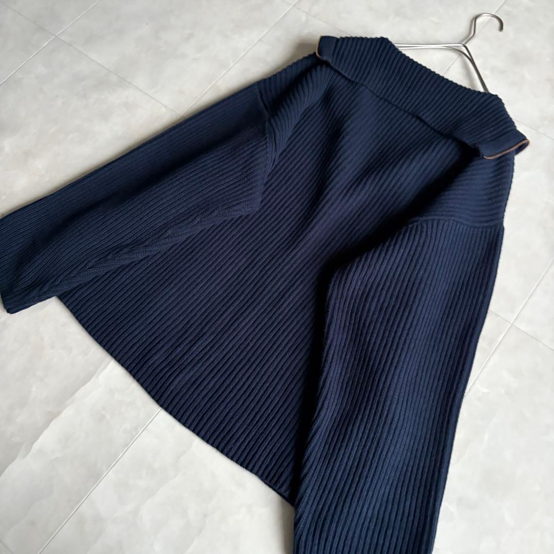 ＜6(ROKU)＞HIGH ZIP SAILOR KNIT/ニット ネイビー F