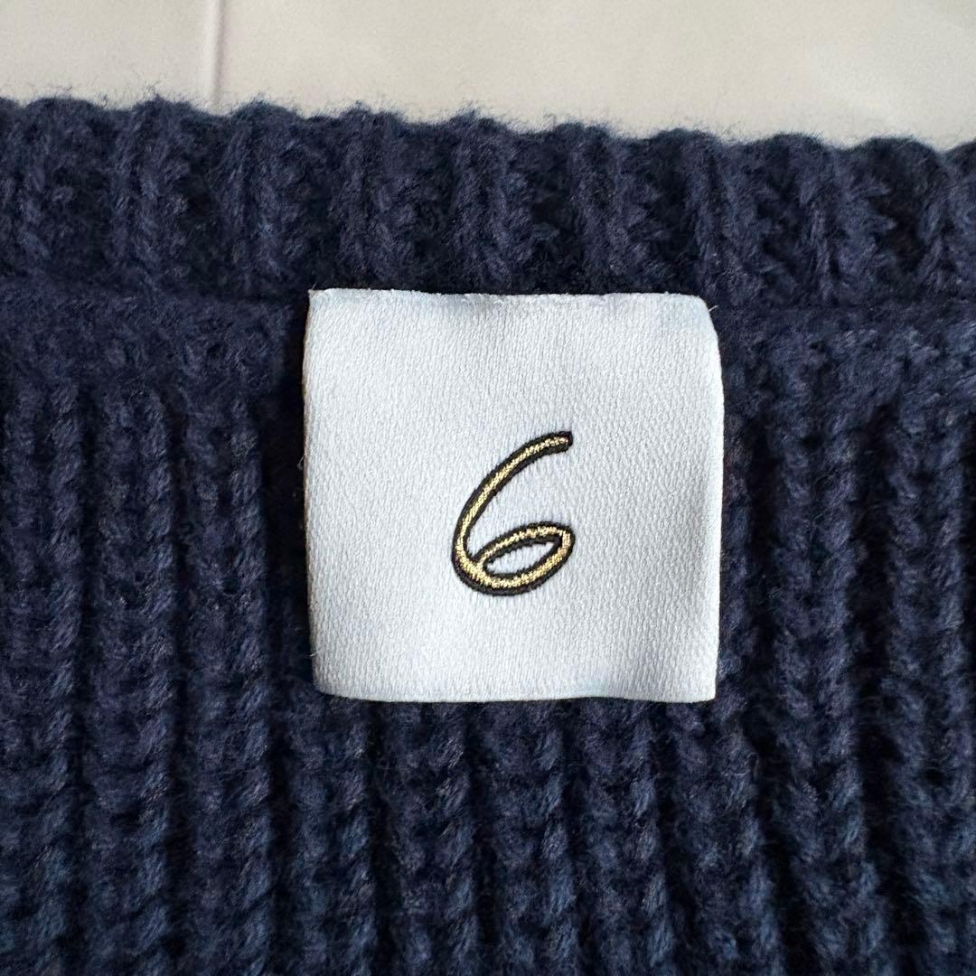 ＜6(ROKU)＞HIGH ZIP SAILOR KNIT/ニット ネイビー F