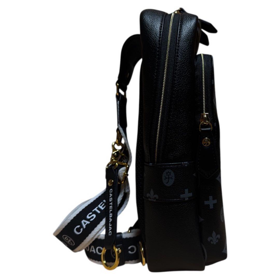 極美品 カステルバジャック サシャ ボディバッグ モノグラム 黒 ゴールドロゴ