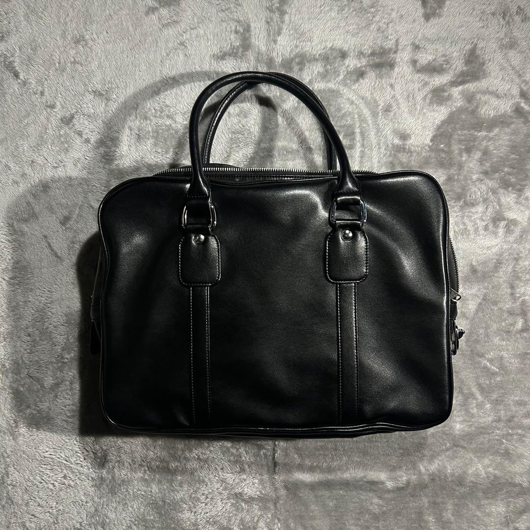 ギャルソン フェイクレザーハンドバッグ スクール ブリーフ 青山 黒