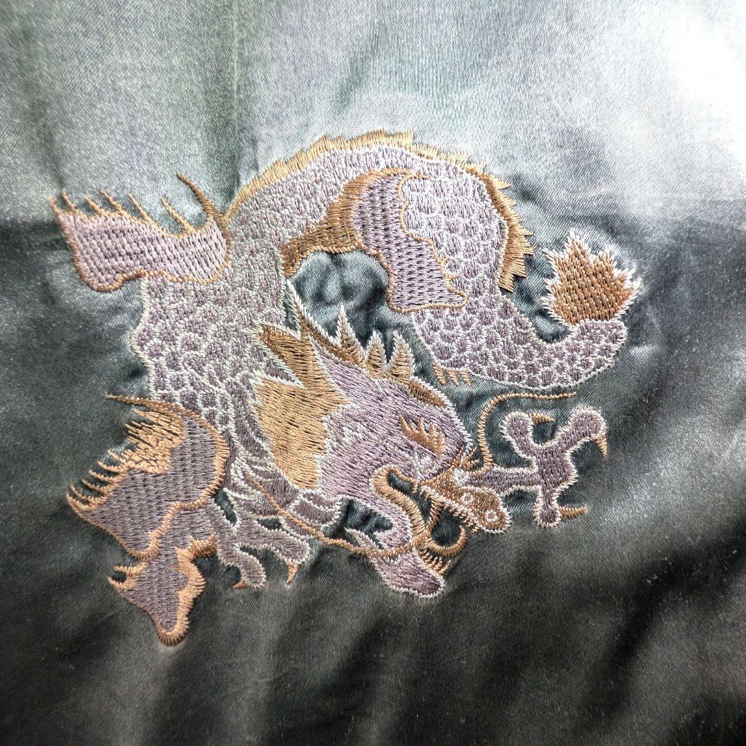 古着　ヴィンテージ　スカジャン　ドラゴン　刺繍　キルティング　メンズ　Lサイズ