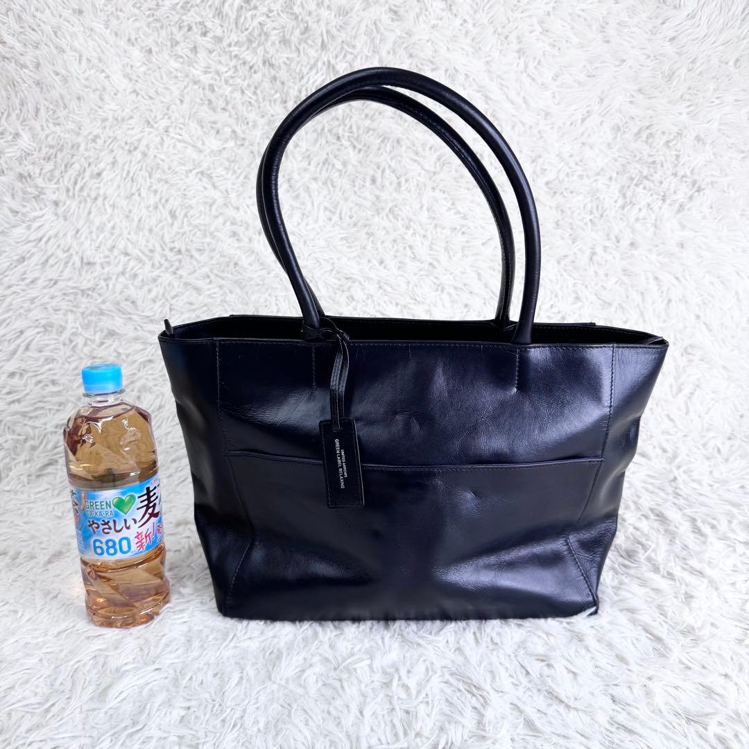 【鬼美品】グリーンレーベルリラクシング 本革 レザー トートバッグ ブラック