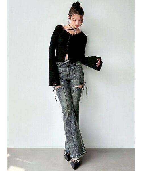 【新品未使用タグ付き】RESEXXY リゼクシー カットアウトリボンデニムパンツ