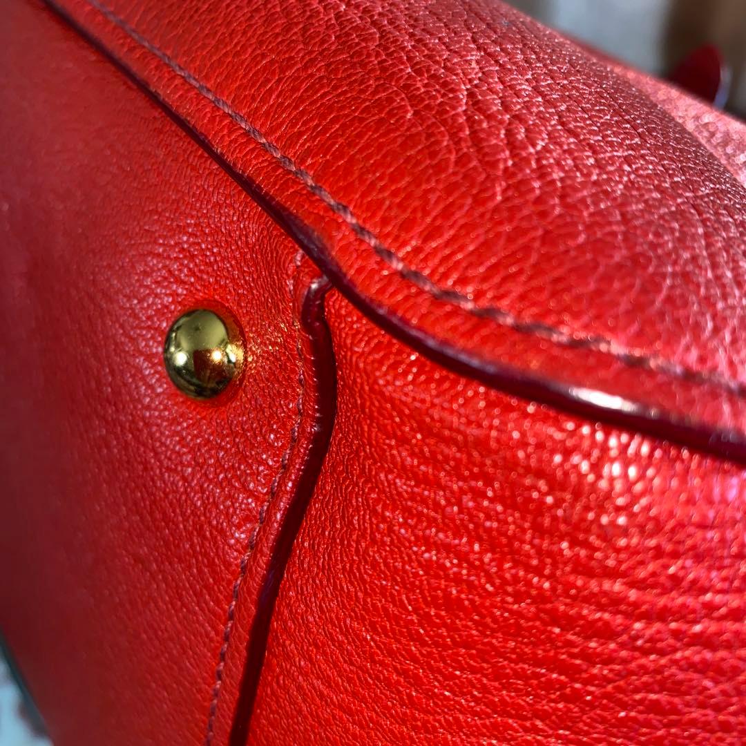 MIU MIU 赤 レザー ハンドバッグ ショルダー2Way