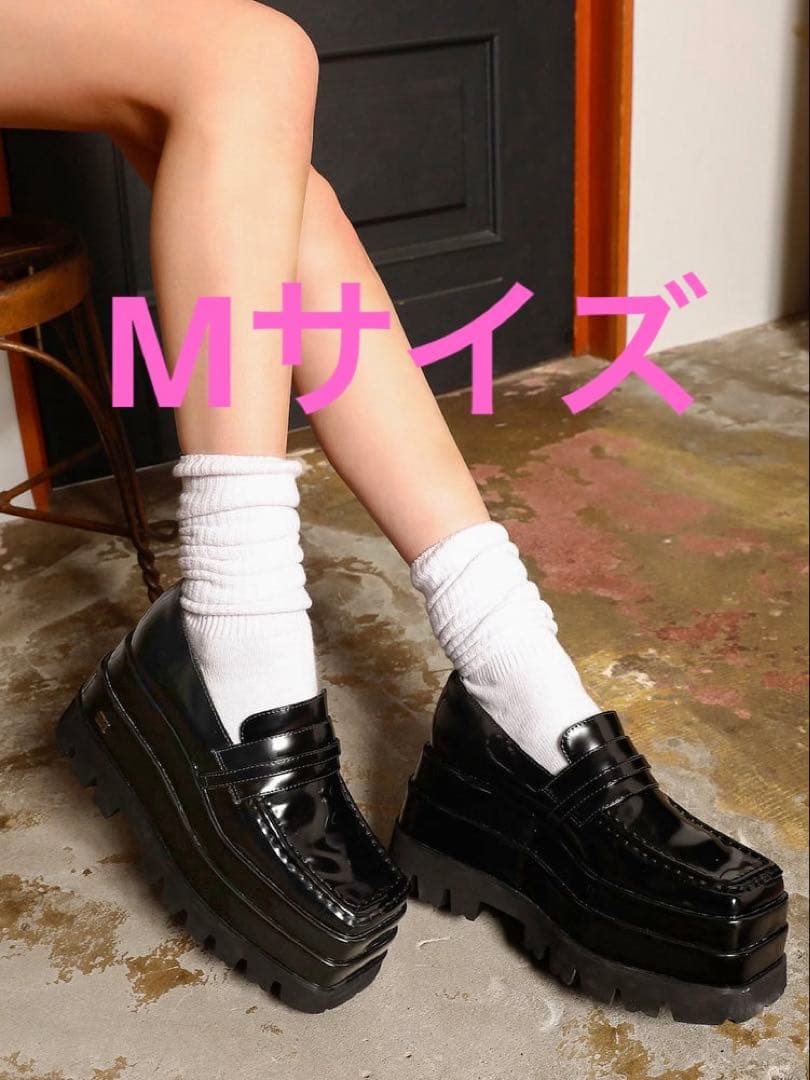 値下げ中　ダーリッチ　プラットフォームローファー　厚底　　ブラック　黒　M