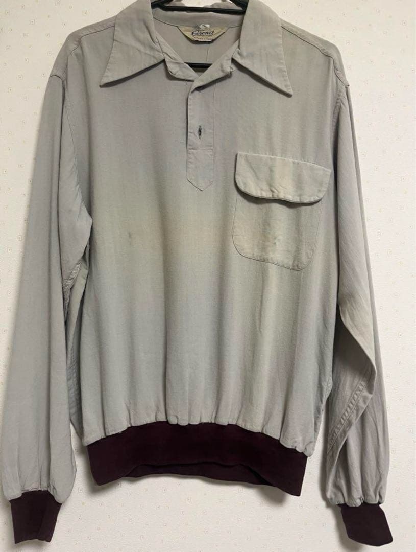 め*ん　40s 50s レーヨン リブシャツ