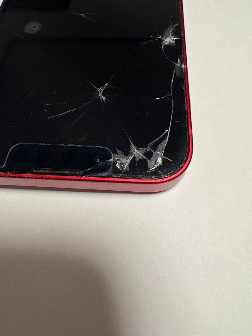 Apple iPhone 13 mini(レッド) 本体　画面割れ、動作OK
