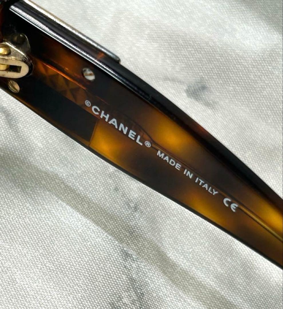シャネル CHANEL サングラス サイドロゴ付き べっ甲 ブラウン系