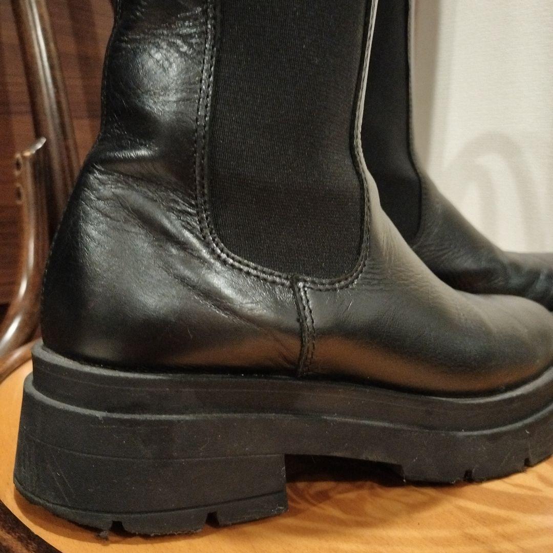 【ENESS/ エネス】チェルシーミドルサイドゴア （ブラック）レザー　37