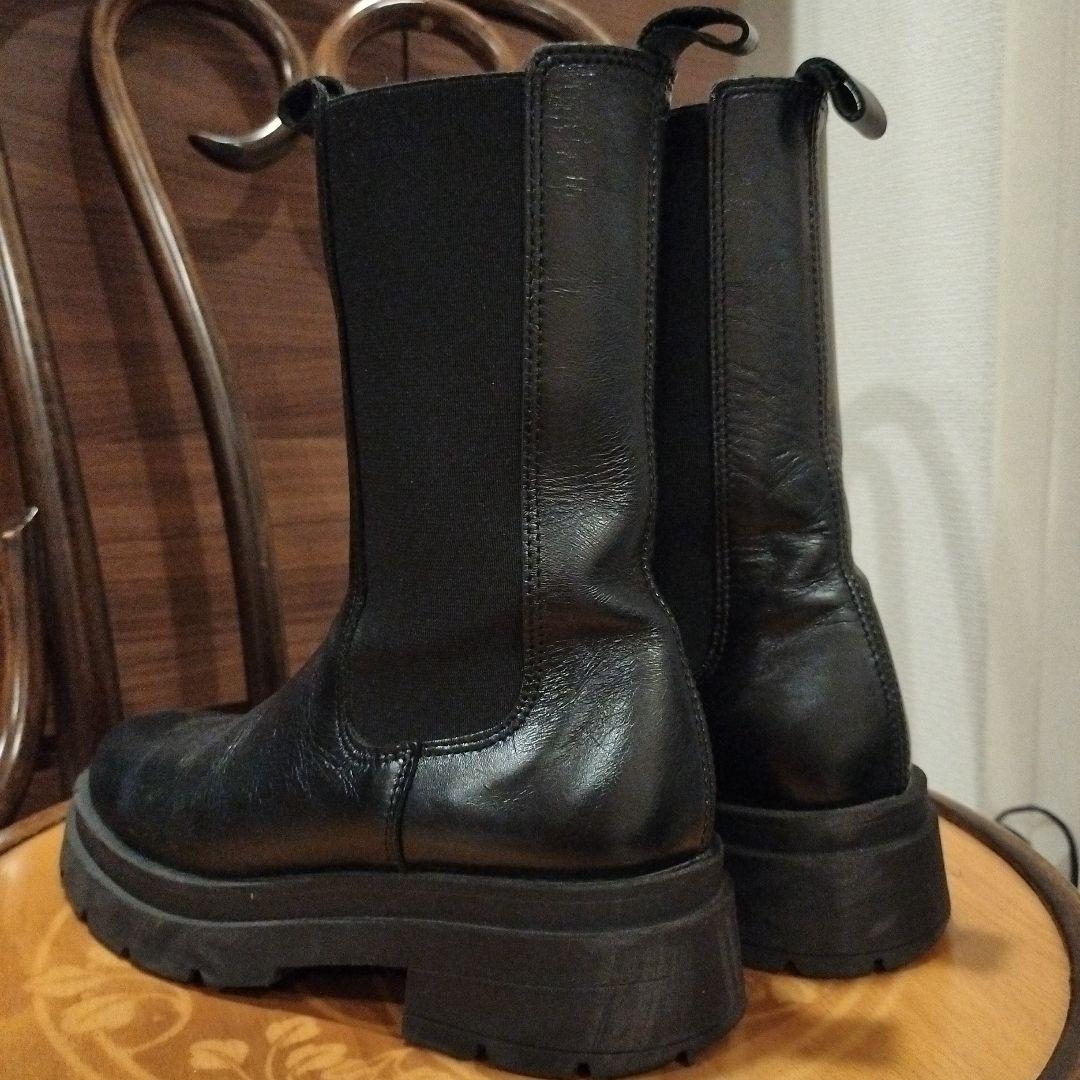 【ENESS/ エネス】チェルシーミドルサイドゴア （ブラック）レザー　37