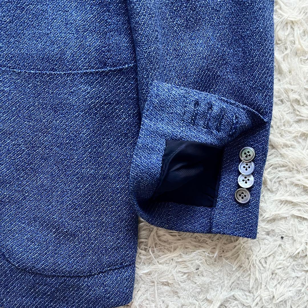 <美品>ブリッラペルイルグスト ブルー ウール シルク リネン ジャケット44