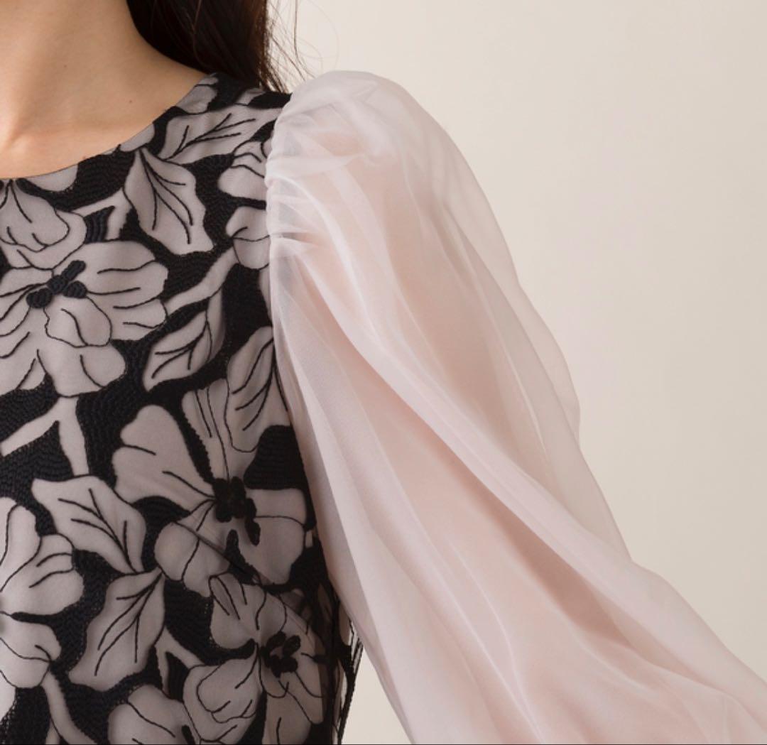 47300円　ローズティアラ人気ピンク42 チュール刺繍ワンピース　新品タグ付き