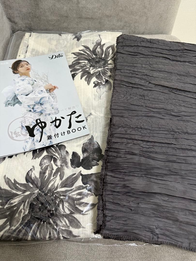 Dita 夏色の向日葵しらべ(墨色) 浴衣 帯 着付けマニュアル セット