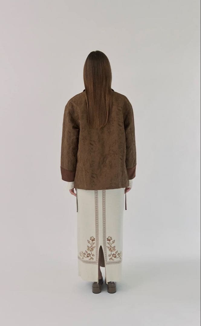 スカート Eaphi SCARF MOTIF KNIT SKIRT beige