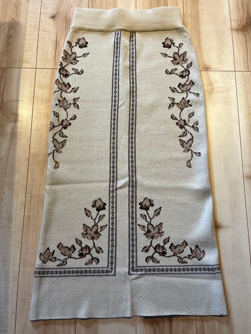 スカート Eaphi SCARF MOTIF KNIT SKIRT beige