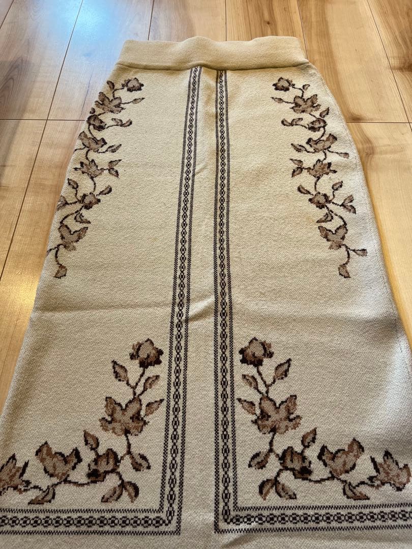 スカート Eaphi SCARF MOTIF KNIT SKIRT beige