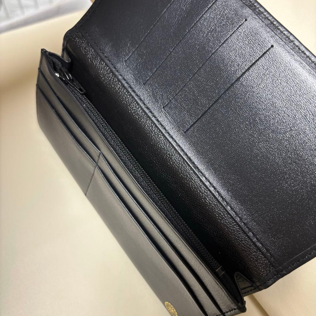 皇居 長財布 最上級モデル 本革黒レザー マチ付き ブラックケース セット