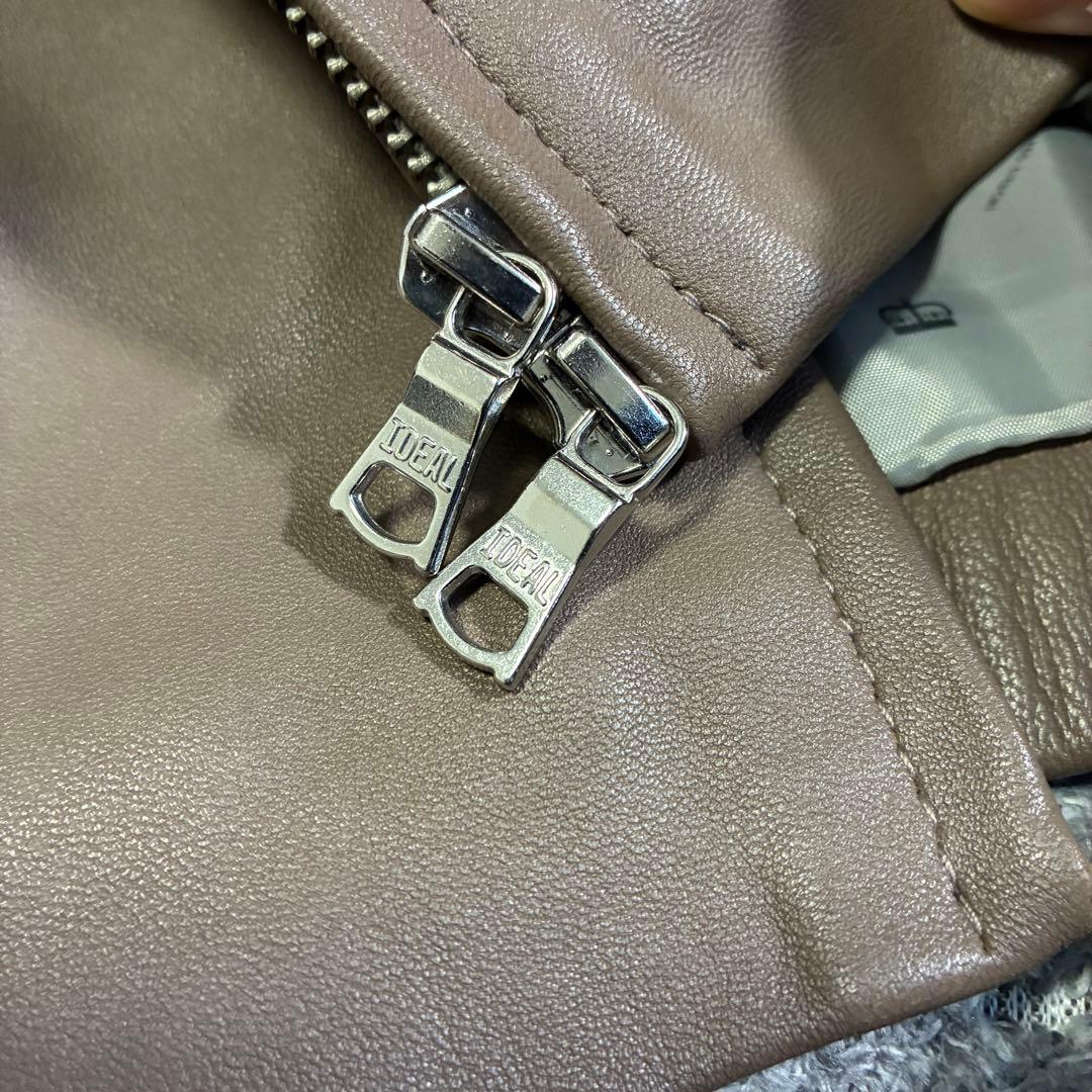 【美品】タケオキクチ ラムレザー シングルライダースジャケット L ベージュ