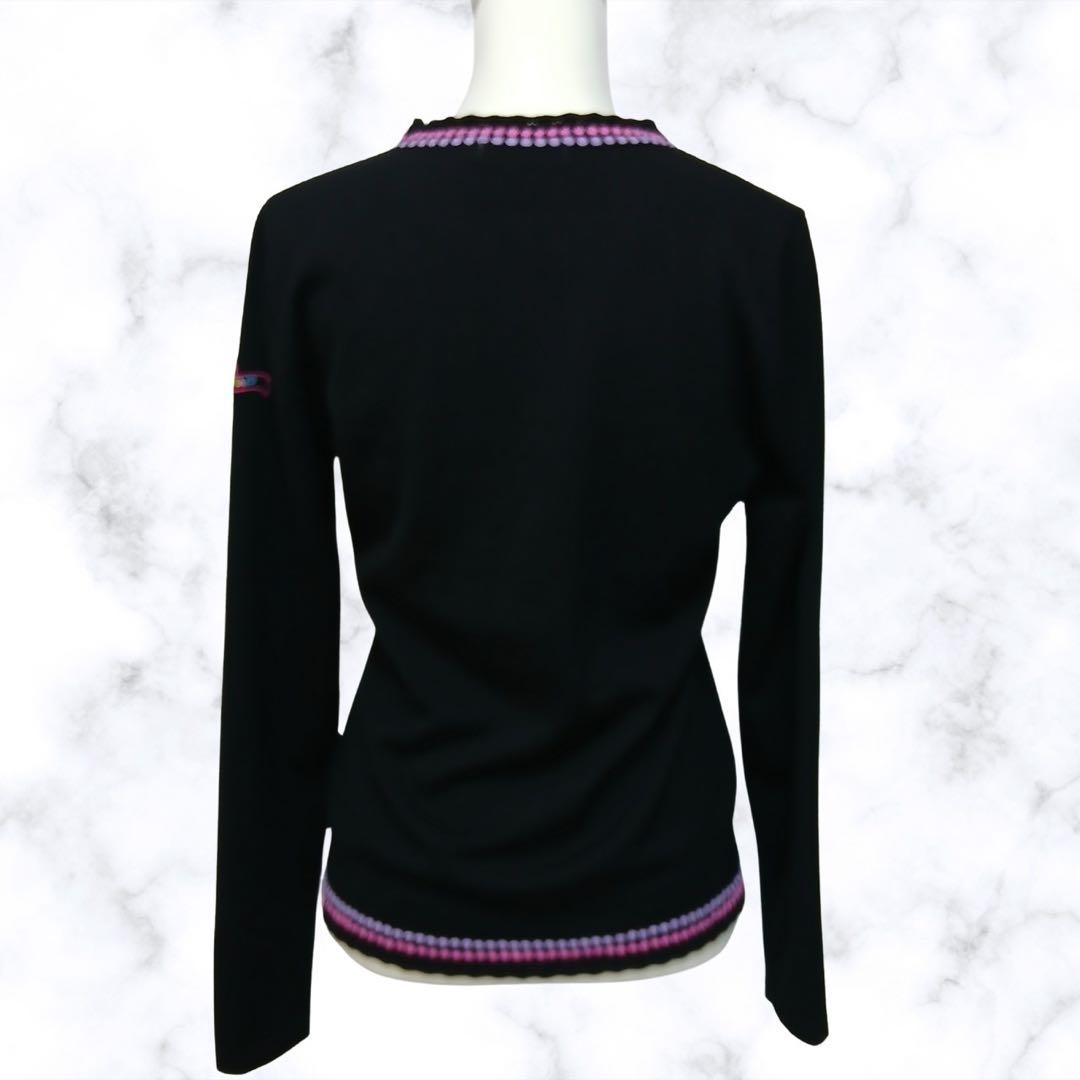 LEONARD SPORT レオナールスポーツ 刺繍ニット 黒　花柄 38