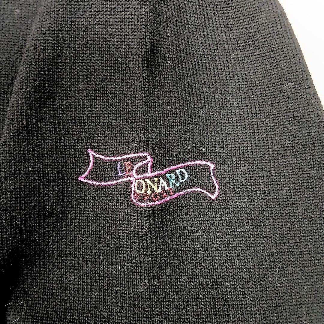 LEONARD SPORT レオナールスポーツ 刺繍ニット 黒　花柄 38