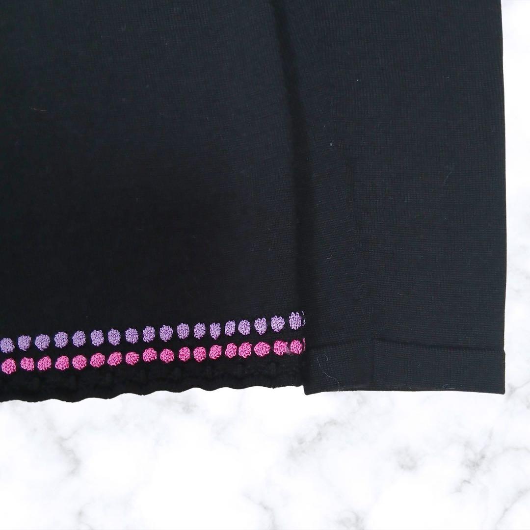 LEONARD SPORT レオナールスポーツ 刺繍ニット 黒　花柄 38