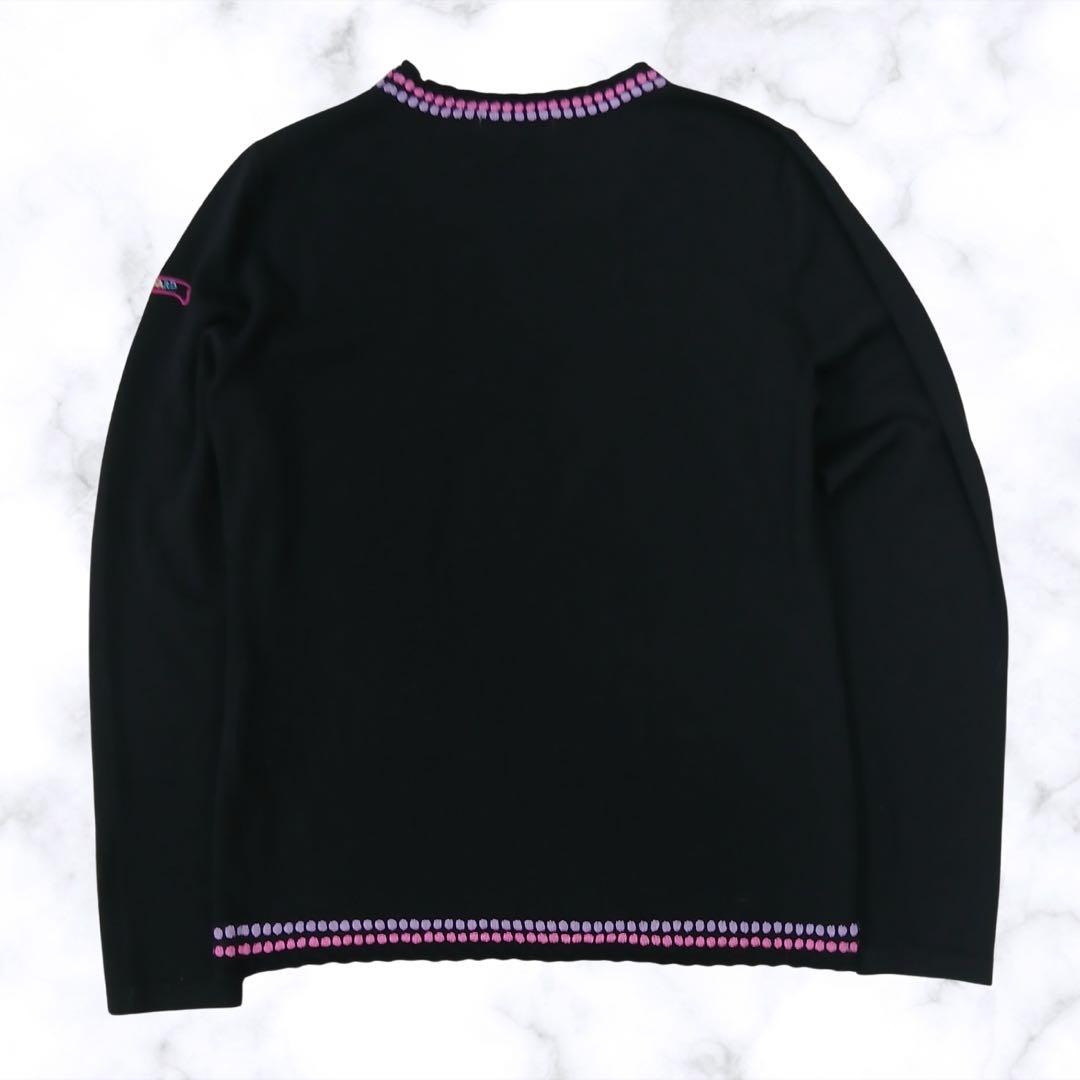 LEONARD SPORT レオナールスポーツ 刺繍ニット 黒　花柄 38