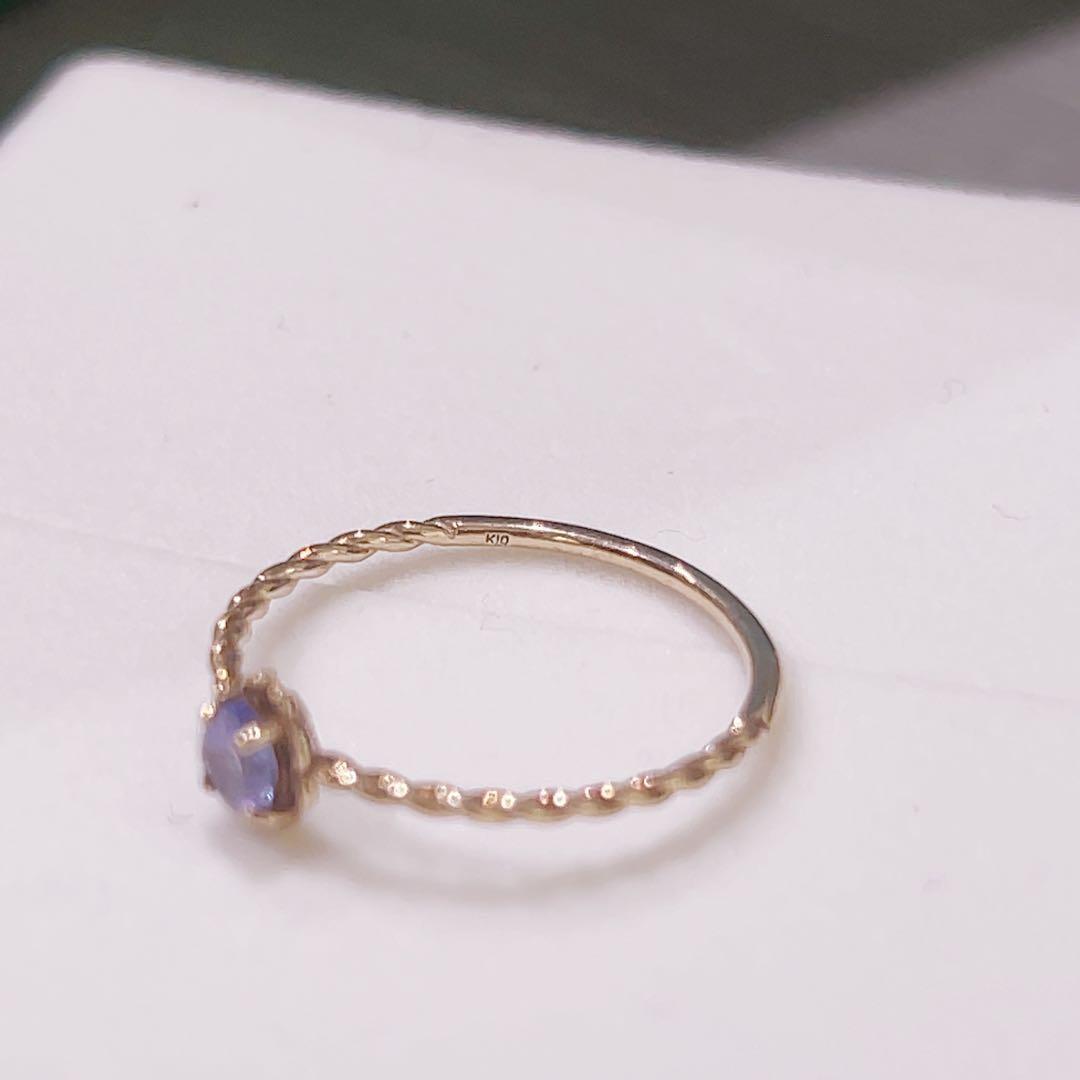 リング　11号　K10 タンザナイト　PePe ゴールド　極細