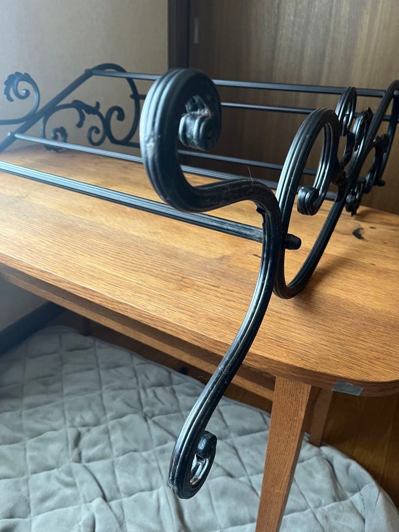 アイアン製　タオルハンガー　ブラック 組み立てカンタン