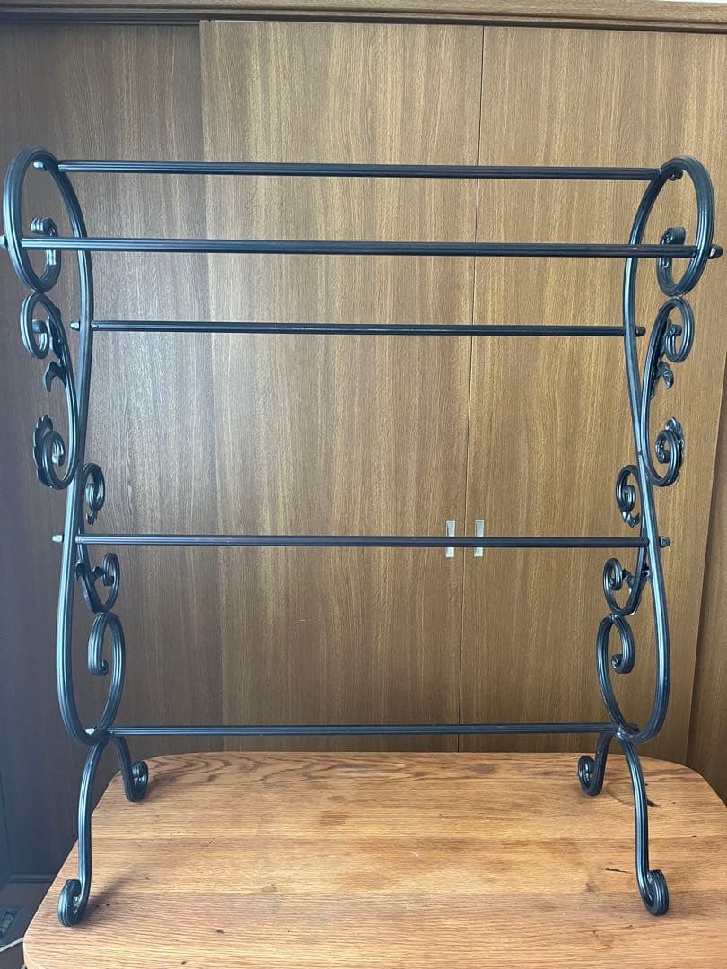 アイアン製　タオルハンガー　ブラック 組み立てカンタン