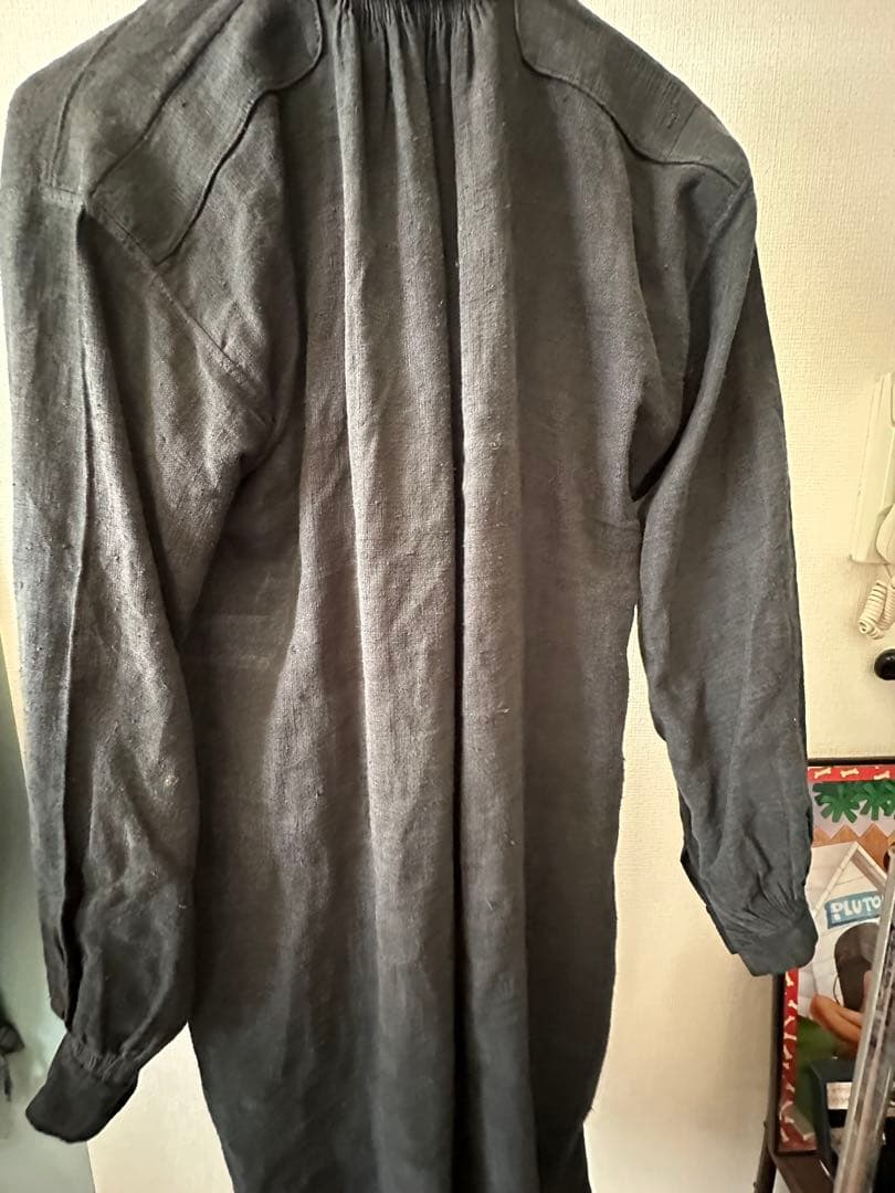 1900s〜10s アンティーク　ブラックリネンシャツ　スモック