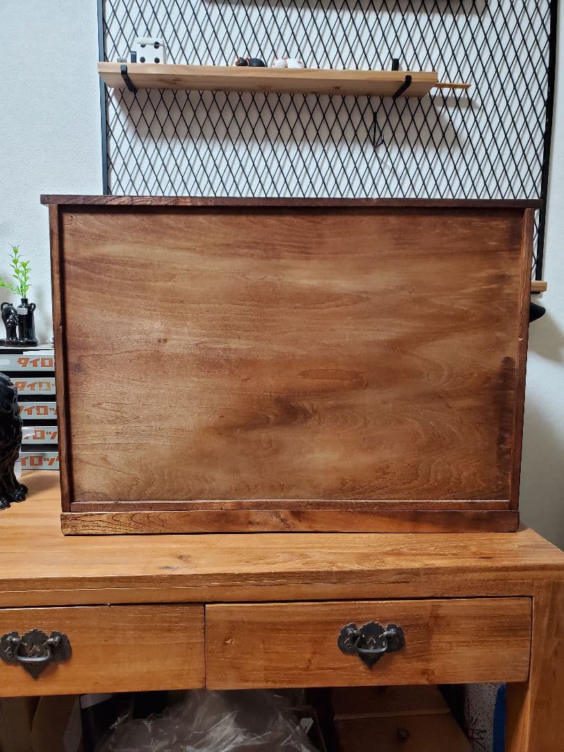 ダイヤガラス引戸棚　昭和レトロ