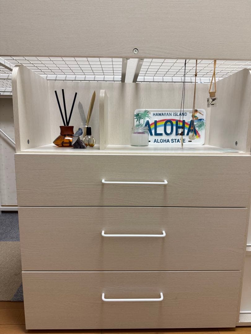 ロフトベッド・デスク付きホワイト 勉強机&椅子