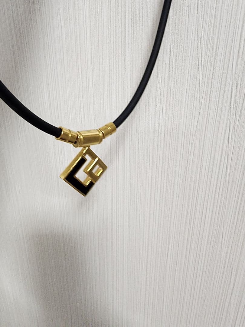 幾何学デザイン ネックレス ブラック/ゴールド