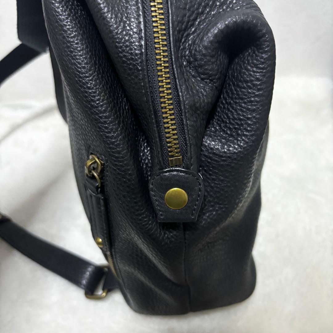 極美品⭐️Dakota シボ革　リュック ブラック レザー パッチ