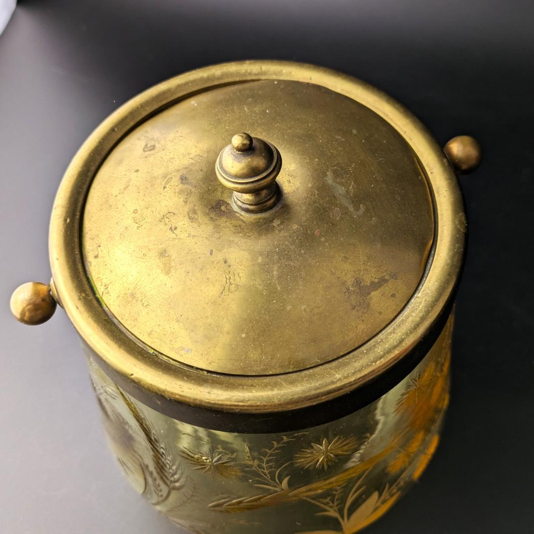 試される審美眼★オールド サン・ルイ 1930年頃 珍しいアンバーガラスバケット