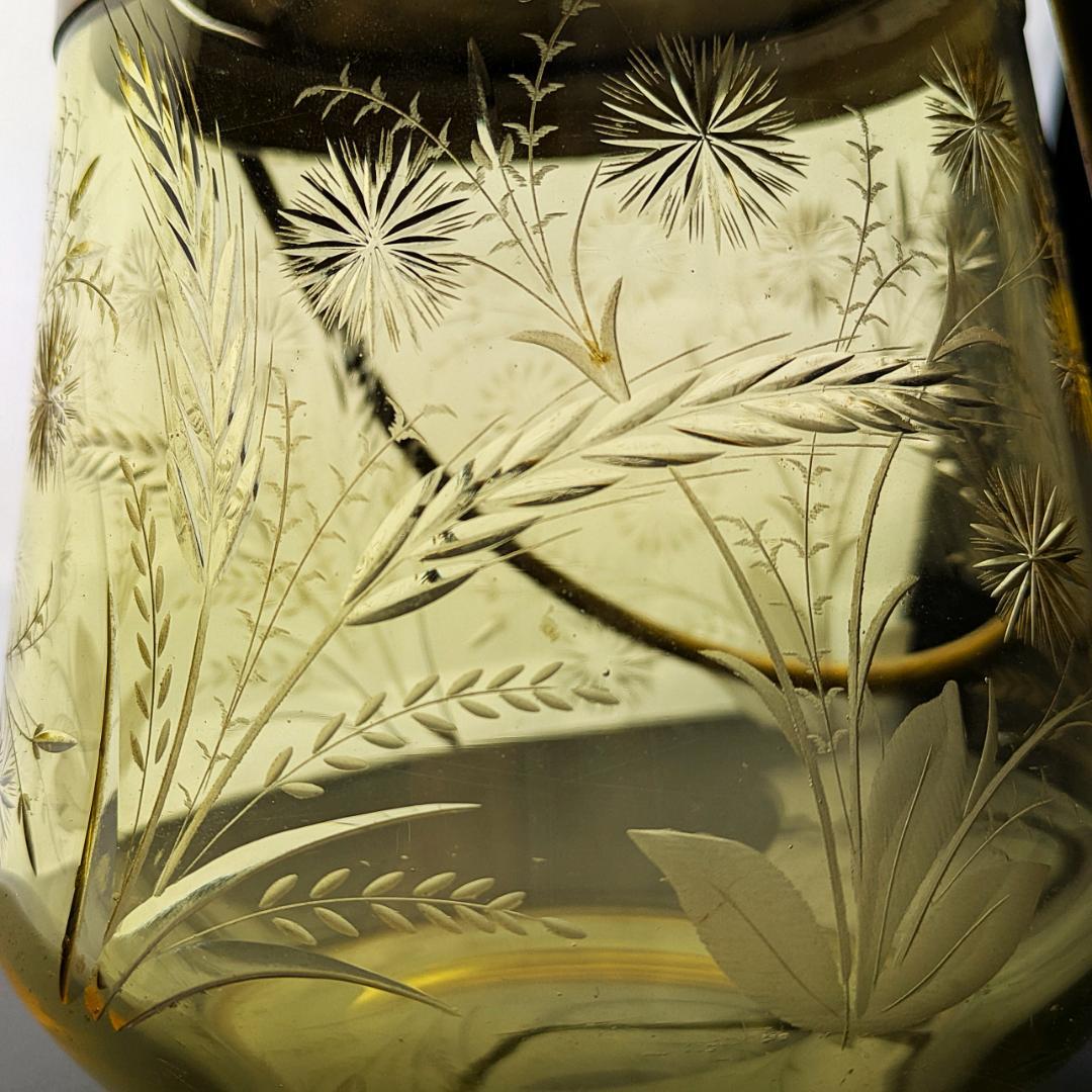 試される審美眼★オールド サン・ルイ 1930年頃 珍しいアンバーガラスバケット