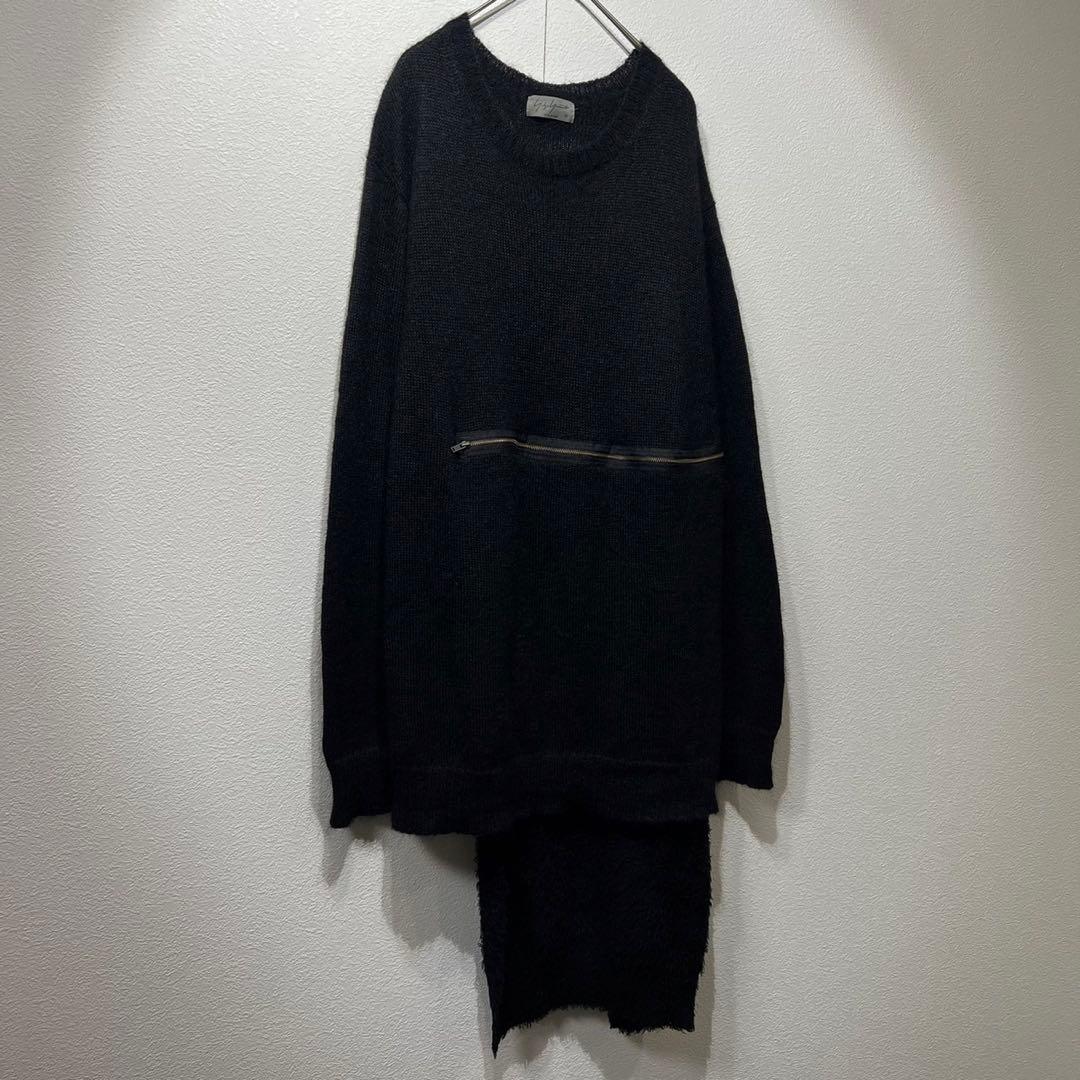 希少 美品 ヨウジヤマモトプールオム 上質 モヘア ドッキング ジップ ニット