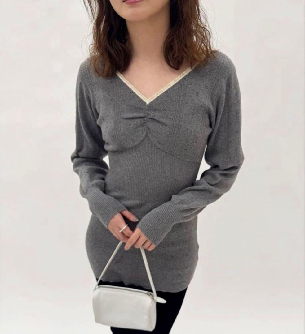 エディットフォールル　アイレットニット　グレー