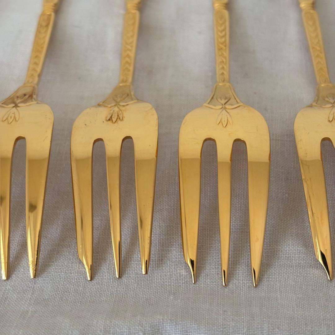 クリストフル ナターシャ 24金プレート デザートフォーク フランス 廃盤
