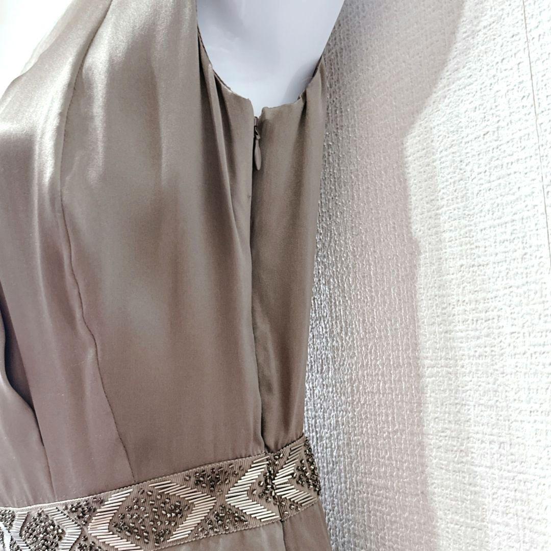 ANAYI シルク100 グレージュ ワンピース ビジュー 新品タグ付