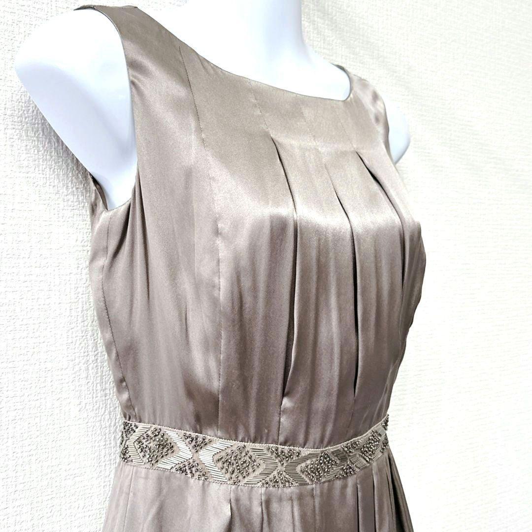 ANAYI シルク100 グレージュ ワンピース ビジュー 新品タグ付