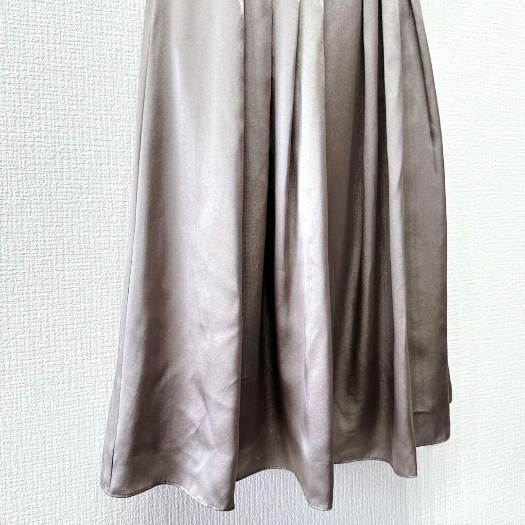 ANAYI シルク100 グレージュ ワンピース ビジュー 新品タグ付