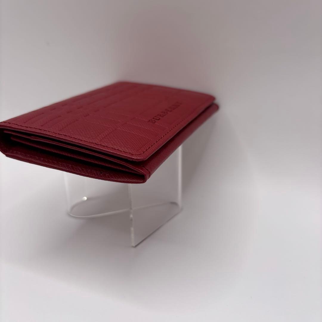 【極美品】　BURBERRY 名刺入れ　カードケース　エンボス　レッド　レザー