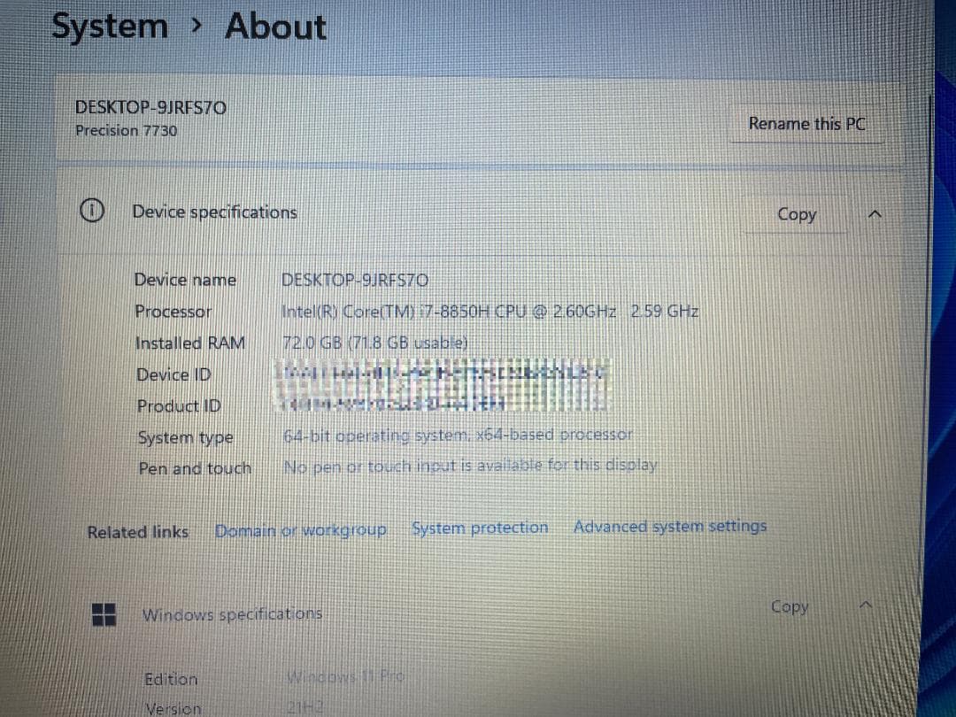 未使用級 Dell Precision 7730 ノートPC