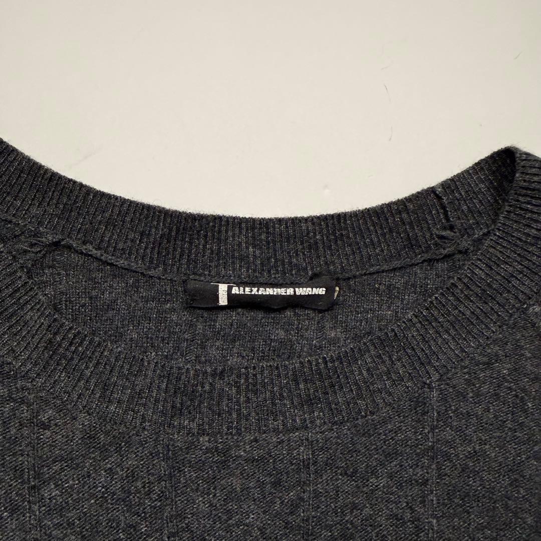 トップス 2000s Alexander wang stripe grey knit