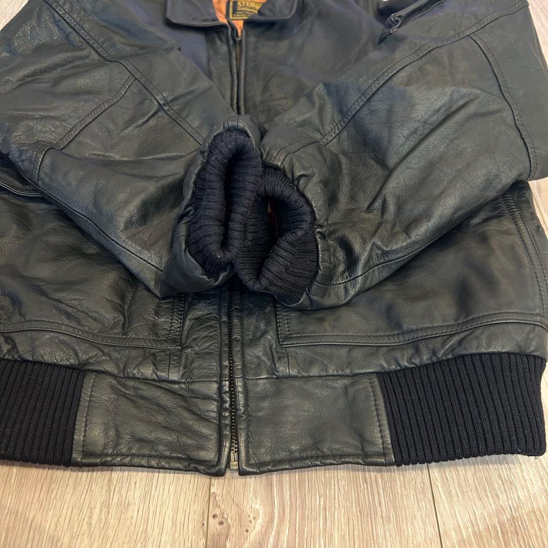 ヴィンテージ　本革　Steiner レザーMA-1 フライトジャケット L 黒