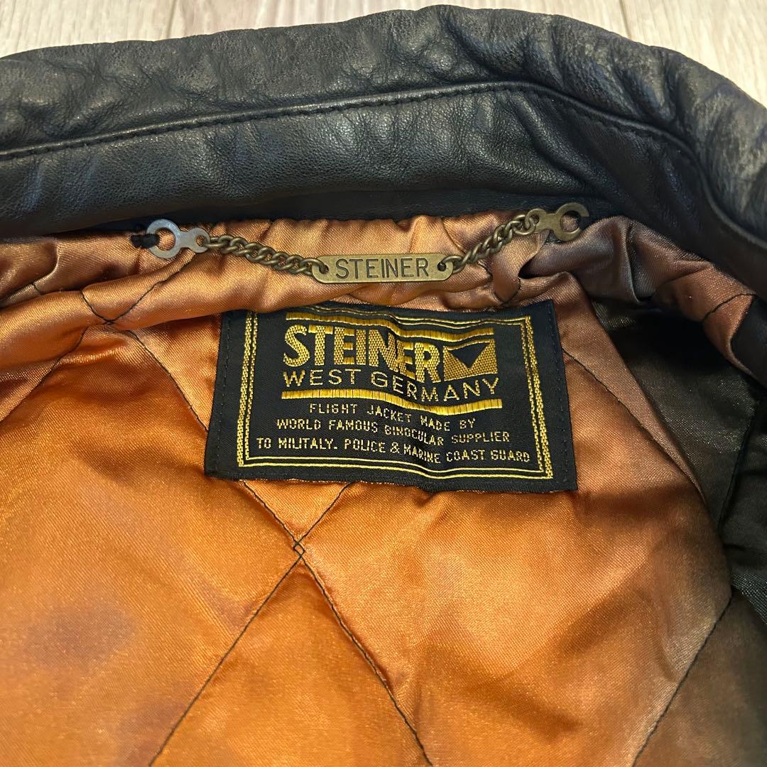 ヴィンテージ　本革　Steiner レザーMA-1 フライトジャケット L 黒